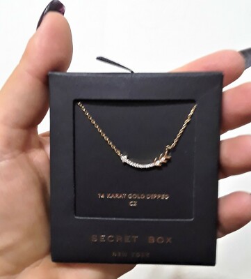 14k Gold Dipped Pendant  Arrow Feather Love Tribal Necklace Crystal Chain