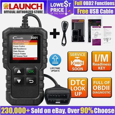 LAUNCH Creader CR3001 PRO+ KFZ OBD2 Diagnosegerät Auto Scanner EVAP für 12V Pkw