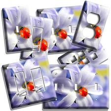 🐞 LADYBUG LILAC FLOWER PETAL LIGHT SWITCH OUTLET PLATE ROOM SUMMER NATURE DECOR