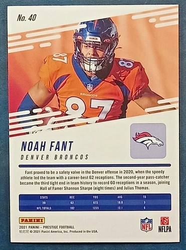 NOAH FANT 2021 PANINI PRESTIGE NFL XTRA POINTS RED #40 269/299 SP BRONCOS - Picture 2 of 2