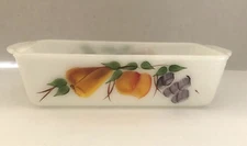 VTG Fire King Ovenware Gay Fad Fruit Design #409 1 QT Loaf Pan Baking Dish EX