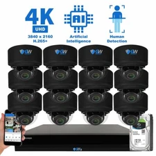 16CH NVR (12) 4K Microphone 2.8-12mm Varifocal IP Dome Security Camera System