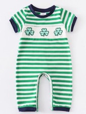 NEW St. Patrick's Day Shamrock Boutique Baby Boys Short Sleeve Romper Jumpsuit