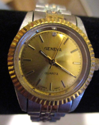 Geneva Quartz Watch Two Tone Silver Gold Stainless Steel Link Bracelet Chrono Geneva Men main image 4