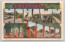 Greetings from Mohawk Trail Large Letters Massachusetts 1946 Postcard