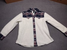 Wrangler Retro Boyfriend Sherpa Shirt Jacket Pearl Snap Size Small