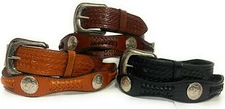 MEN'S CONCHO WESTERN COWBOY LEATHER BELT. HAND LACED CONCHO RODEO DECORATED BELT