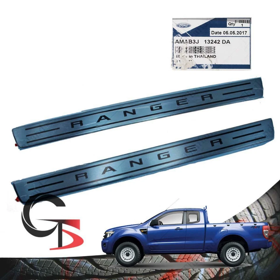 Se adapta a Ford Ranger T6 cabina 2 puertas 12 2013 2014 15 puertas umbral placa de desgaste moldura de acero inoxidable Foto 3 de 4