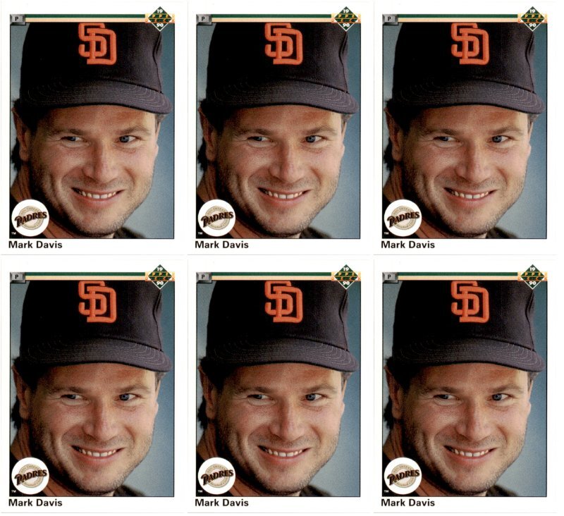 (6) 1990 Upper Deck #431 Mark Davis San Diego Padres Card Lot