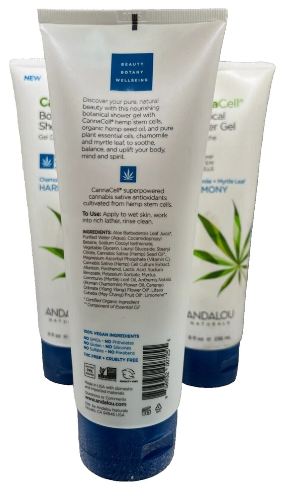 3 x Gel de Ducha Botánico Andalou Naturals Jabón Corporal Manzanilla y Hoja de Mirto 8oz Foto 2 de 3
