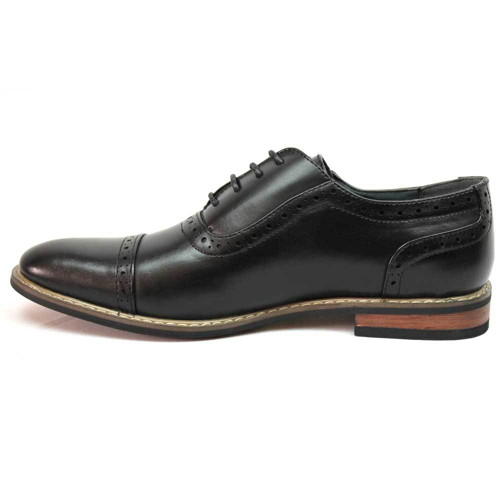 New Men's Black Dress Shoes Cap Toe Lace Up Oxfords Leather Lining