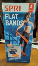 SPRI Flat Bands, 3 pack Light Med Heavy Workout Bands, NIB w/exercise guide 