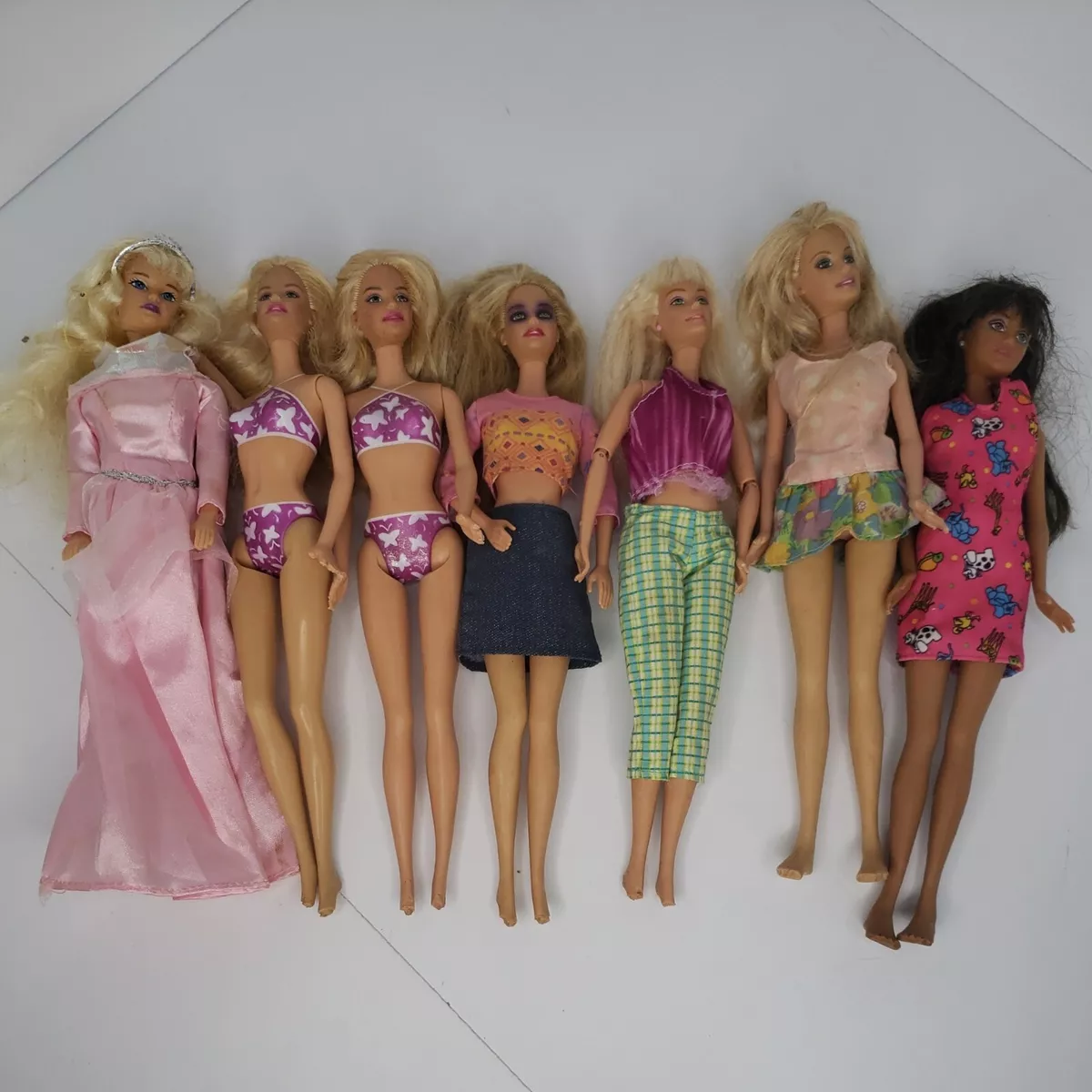 Lot 7 1999 2000 Mattel Barbie Dolls vtg 1990s Clothes Mattel Makeup Swimsuit