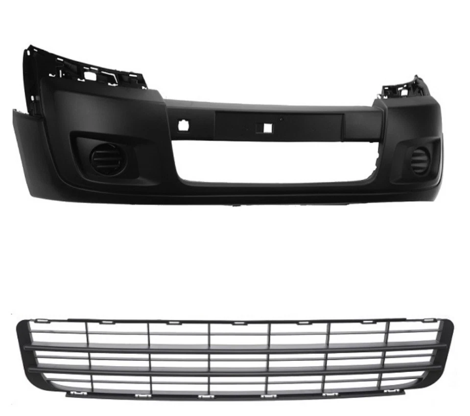 PEUGEOT EXPERT CITROEN JUMPY DE 2007-2016 PARE CHOC AVANT NOIR+GRILLE INFÉRIEUR - Photo 1/1