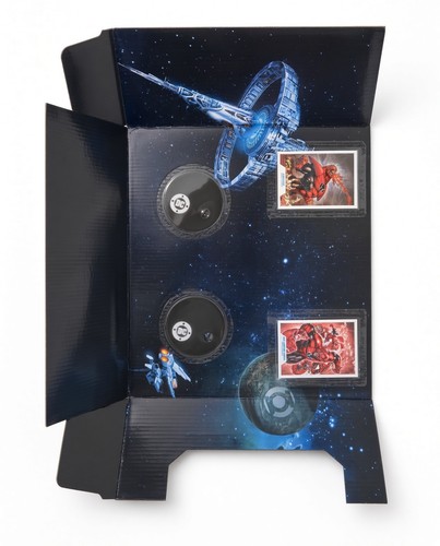 Green Lantern OA Mcfarlane Collectible Display w/ 2 Red Lantern core cards.