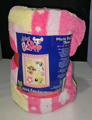 Vintage 2008 Hasbro  Littlest Pet Shop Fleece Throw Blanket 50x60 BRAND NEW 