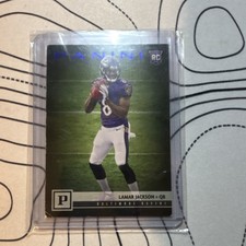 Panini 2018 Lamar Jackson Rookie Football Card Baltimore Ravens NFL. rookie card picture