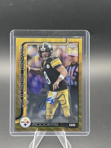2025 Topps Chrome Aaron Rodgers Gold Wave Refractor (RAW)