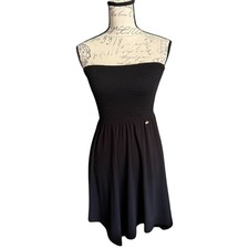 Guess Black Strapless Smocked Babydoll Dress Size Medium