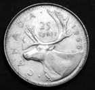 1966 25¢ silver coin in a paper flip