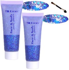 Body Glitter Gel 150ml Blue Chunky Sequins Face Body Makeup Festivals Raves