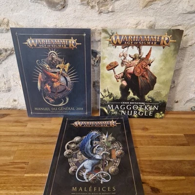 WARHAMMER AGE OF SIGMAR MANUEL DU GENERAL 2018 + MALEFICE + MAGGOTKIN Of NURGLE - Photo 1/4