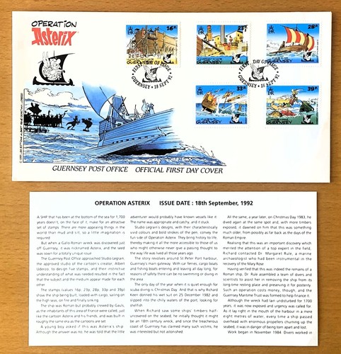 Guernsey 1992 Operation Asterix 1. Tag FDC Umschlag und Karte