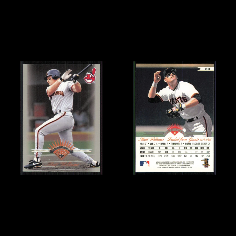 Matt Williams #20 1997 Leaf Cleveland Indians Baseball Card MLB NM - Image 3 of 3