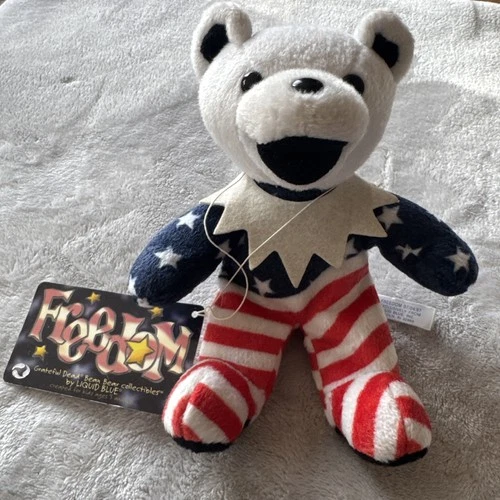 VINTAGE LIQUID BLUE 7-1/2" GRATEFUL DEAD FREEDOM BEAN BEAR.  NEW WITH TAG.