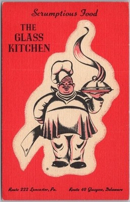 GLASGOW, Delaware Postcard THE GLASS KITCHEN RESTAURANT - Curteich Linen c1954