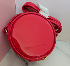 Marc Jacobs Mini 4" Red Patent Leather Crossbody Round Circle Canteen Bag Purse