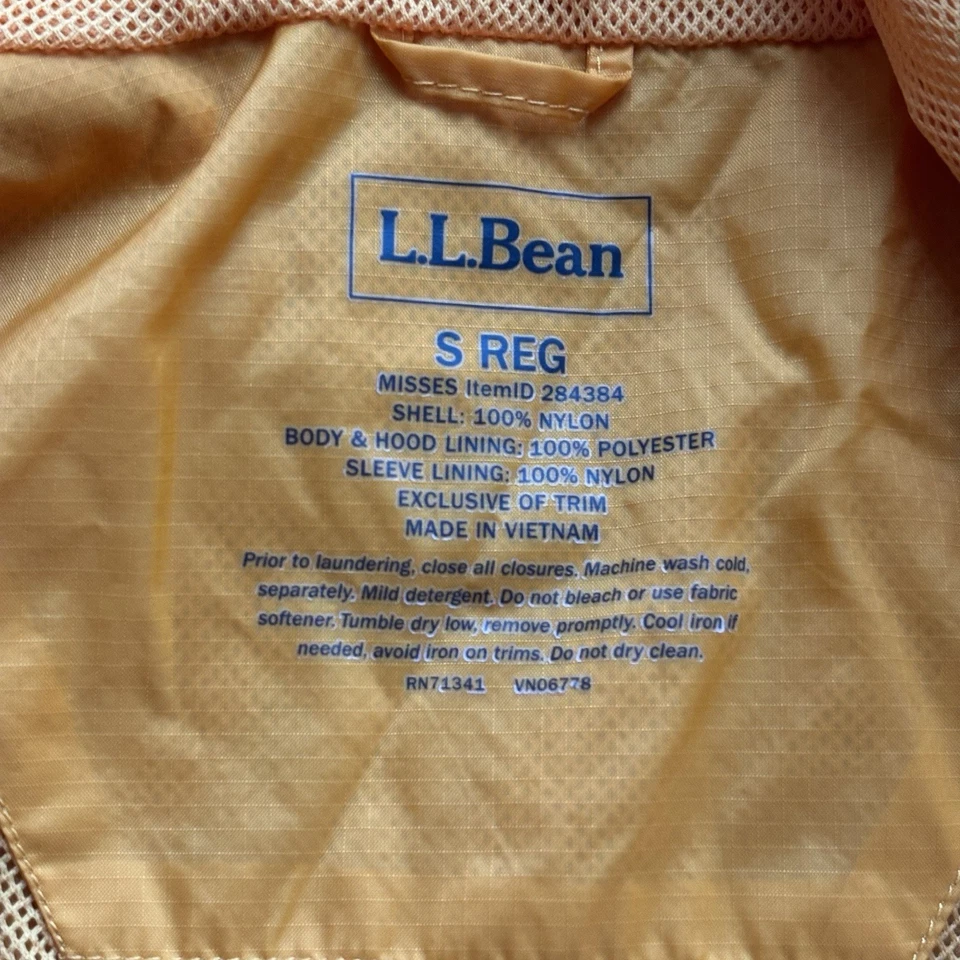 LL Bean Jacket Womens S windbreaker Hooded Rain Resistant Gorpcore Mango Gorp - Image 3 of 4