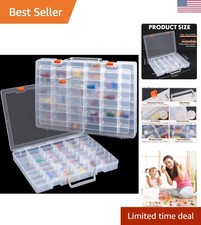 2 Pcs Large 48 Grids Plastic Storage Bead Organizer Box, Tackle Box, Compartm...