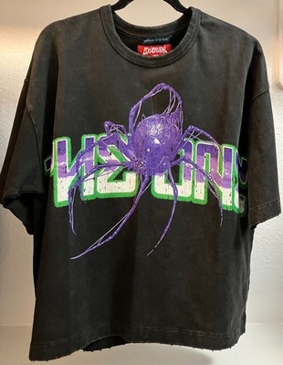 Chosen Black Purple Green Spider Tee Size M OS