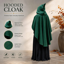 Women's Renaissance Hooded Velvet Cape Medieval Gothic Costume Cloak Halloween