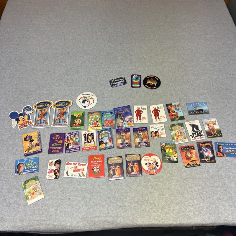 Lot of 38 Movie Promo Pins Buttons Disney Video Game Promo Toy Story Bugs Life