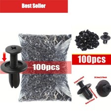 100pcs 8mm Plastic Push-In Rivets Car Bumper Fender Fastener Clips Black