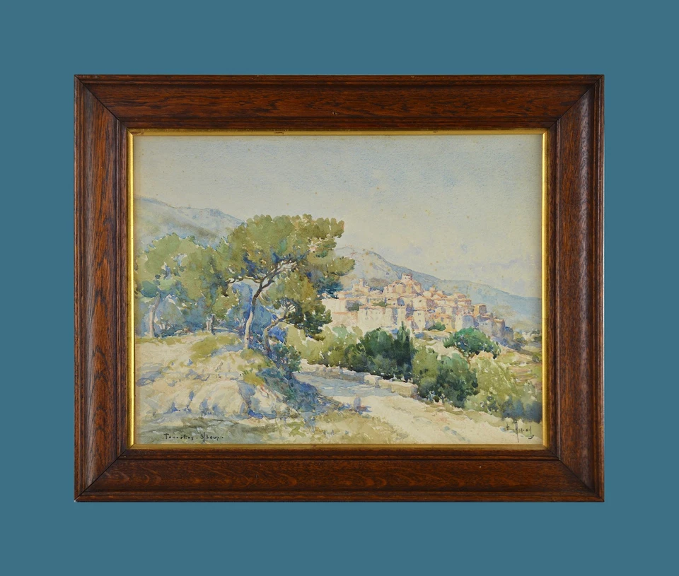 Émile Appay 1876-1935. "Vue de Tourette-sur-Loup (Alpes-Maritimes)." - Photo 1/4