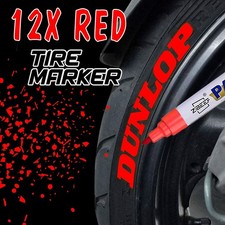 12PCs Red Paint Pen Marker Waterproof Permanent Car Tire Lettering Rubber Letter