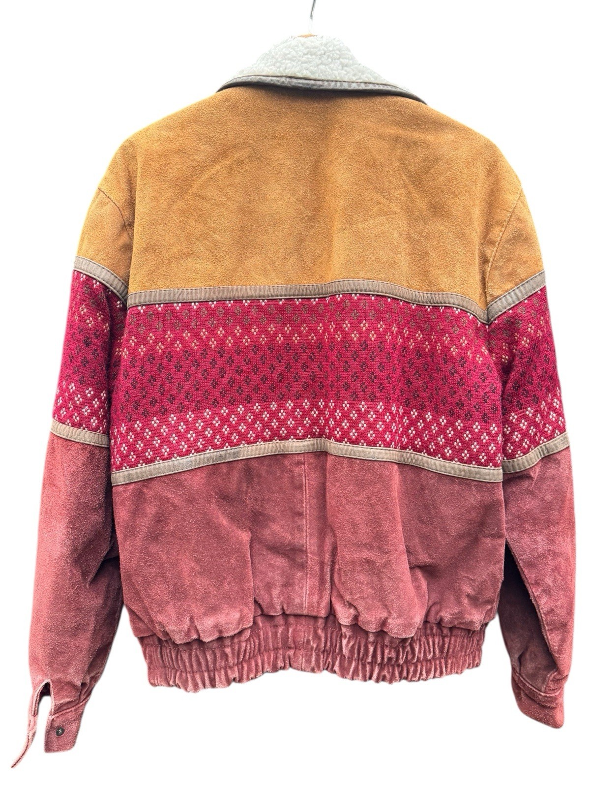 Vintage Shearling Jacket Patchwork Suede Lined Sh… - image 10