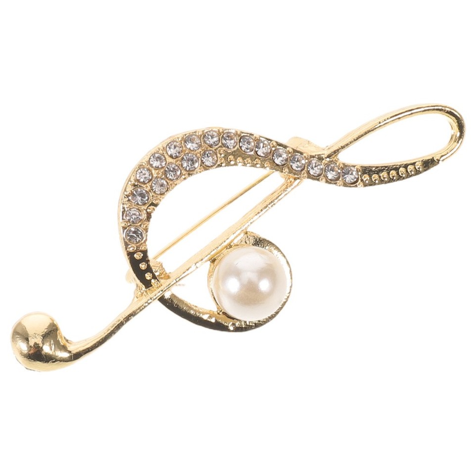Pin Tag Notes Golden Music Note Brooch Sparkling Rhinestone Lapel Pin for Home Wear ...