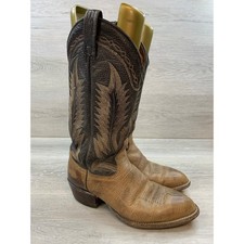 Tony Lama 6171C Men's Western Cowboy Boots Brown Leather USA Made Size 7.5 D