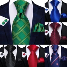 Men's Tie Set 3 Pieces Necktie Pocket Square Cufflinks Multicol Wedding Party