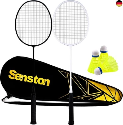 DEN SENSTON Senston Badmintonschläger Leichtgewicht Carbon-Fiber Badminton Set mit 3