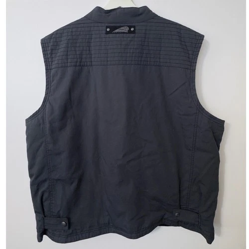 Indian Motorcycle Vest Mens 2XL Gray Canvas Snap Front Padded Logo - product listing photo