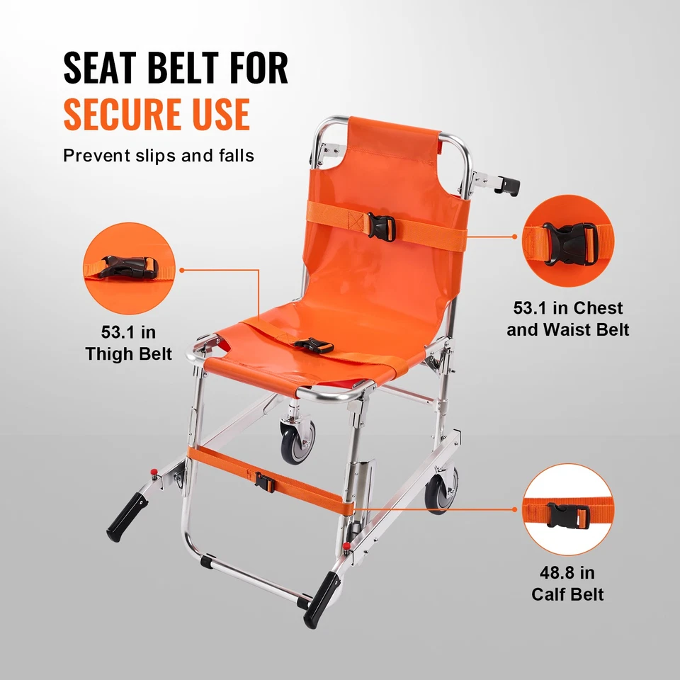 VEVOR Chaise Évacuation d'Escalier Fauteuil Transfert d'Ambulance 158kg 2 Roues - Photo 4/4