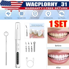 Electric Ultrasonic Dental Calculus Tooth Cleaner LED Scaler Plaque Remover Tool
