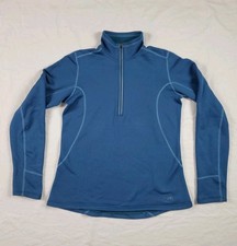 REI Women's Sz Small Fleece Lined 1/2 Zip Pullover Sweatshirt Outdoor Blue