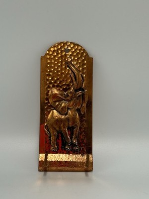 Vintage handgehämmerter Kupfer Elefant Wand Schlüsselanhänger - Repoussé Relief Dekor 12,5 cm