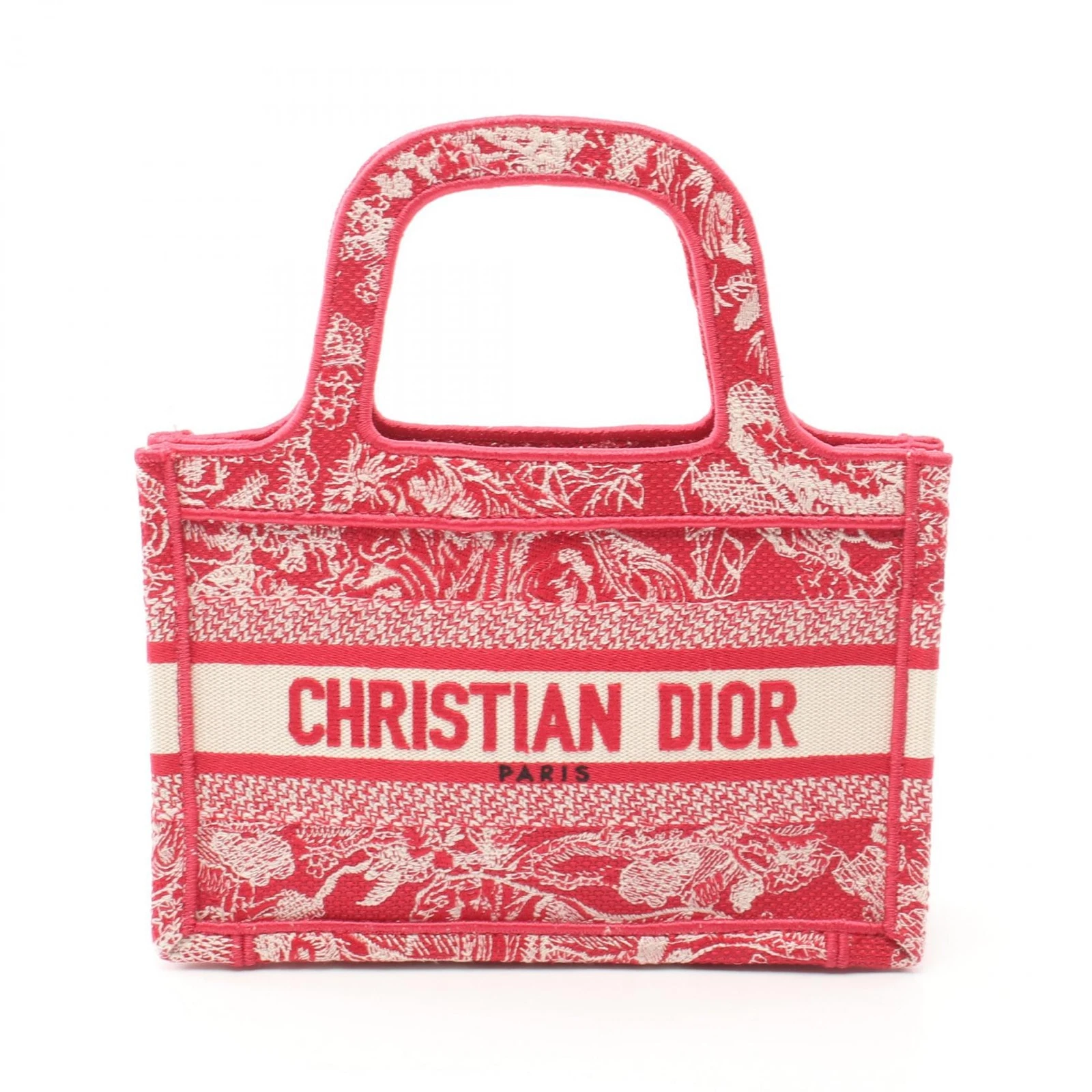 Christian Dior LIVRE FOURRE TOUT mini sac à main toile rouge blanc jacquard occasion